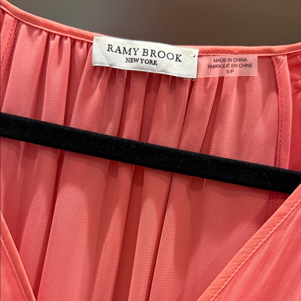 Ramy Brook Coral Midi Dress with Ruffle Sleeves - Picture 2 of 4